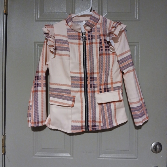 Unbranded Zip Up Coat Formal Jacket Slim Suit Blazer Womens Size M Ruffles - Picture 1 of 1